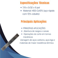 Bedame Hsco 10% Cobalto 7/8 x 5/32 x 6" Ades -  1 Unidade