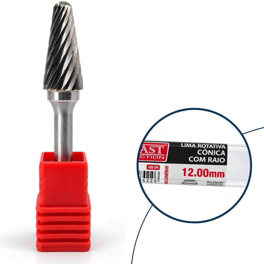 Lima Rotativa Cônica com Raio para Alumínio 12,0mm