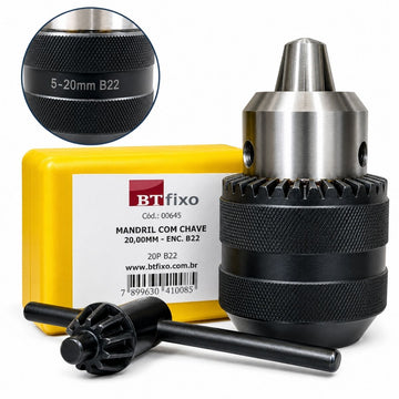 MANDRIL C/ CHAVE PESADO CAPAC. 5-20mm B22 -  BT FIXO