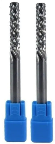 Kit Com 2 Peças Lima Rotativa 1/4 Reta Metal Duro Inteiriça