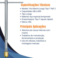 Vira Macho Extra Longo Tipo T Ref. 2 - M6 á M10 WG