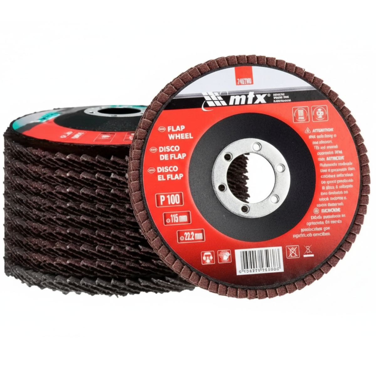 Disco Desbaste Tipo Flap Grão 100 115mmx22mm Mtx - 10 Pçs