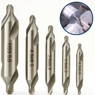 Kit Jogo Broca De Centro Hss 2.0 À 5.0mm - Com 5 Peças