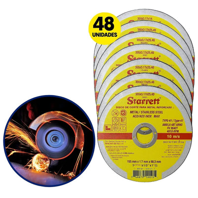 Disco de Corte 115x1,0x22,2mm (4.1/2"x3/64"x7/8") - 48 pçs