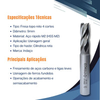 Fresa de Topo HSS Ø9mm m2 -m07